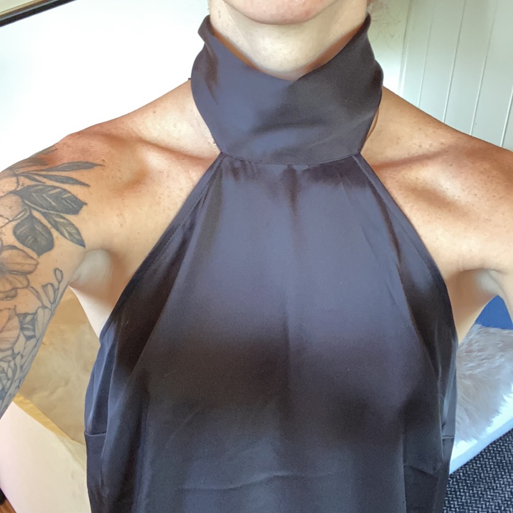 Bebe high mock neck halter top